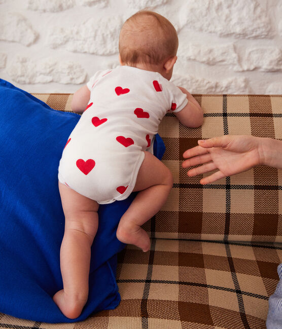 Babies' heart patterned short-sleeved wrapover cotton bodysuits - 3-Pack variante 1