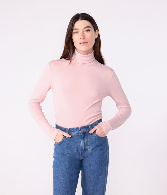 The Iconic cotton polo neck top for women JOLI pink