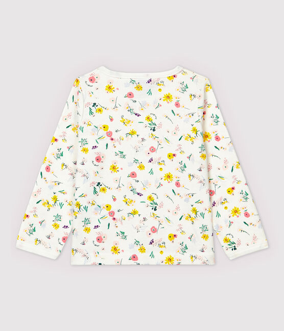 Baby Girls' Cotton Cardigan. MARSHMALLOW white/MULTICO white