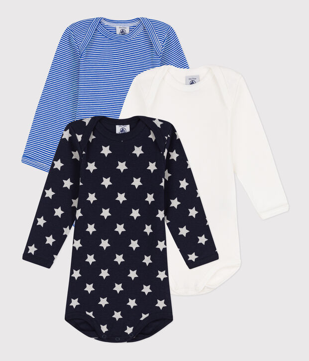 Starry Long-Sleeved Cotton Bodysuits - 3-Pack multicolor
