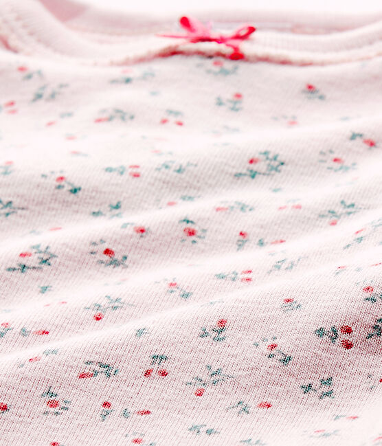 Baby girls' short-sleeved printed bodysuit VIENNE pink/MULTICO white