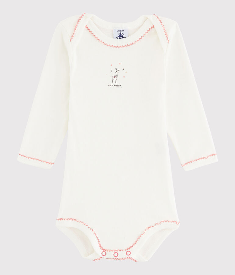 Baby Girls' Long-Sleeved Bodysuit white