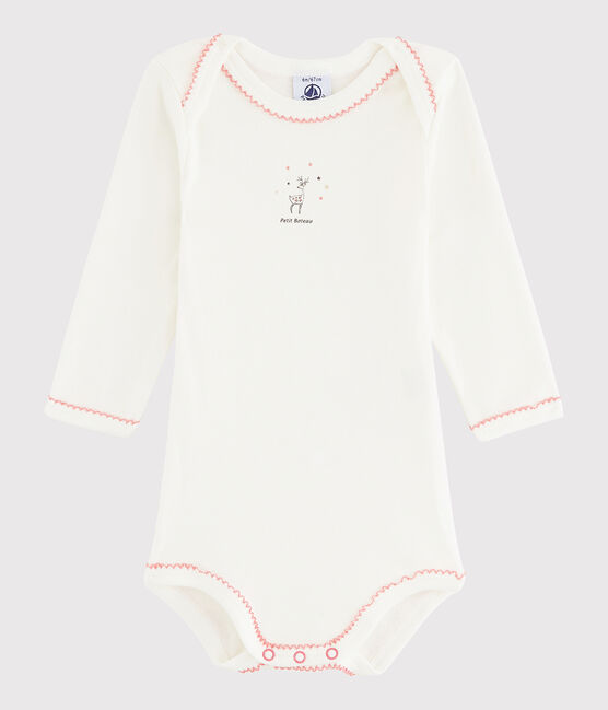 Baby Girls' Long-Sleeved Bodysuit MARSHMALLOW white