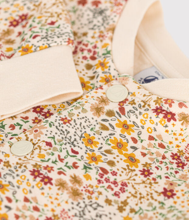 Babies' quilted tube knit cardigan Ecru/multicolor