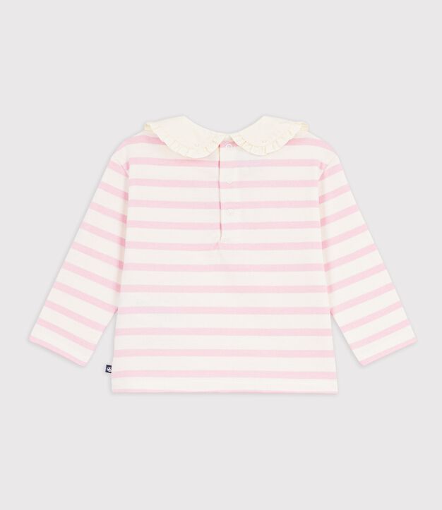 Babies' cotton  Breton top pink/pink