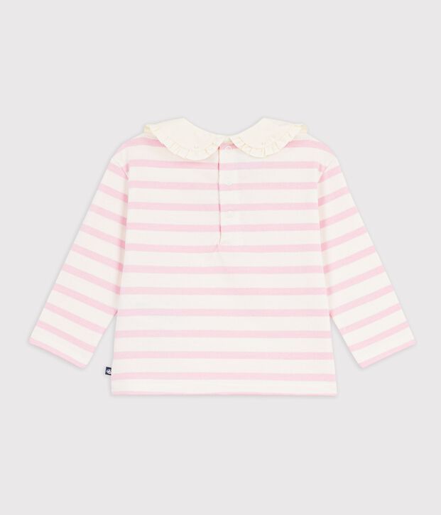 Babies' cotton  Breton top pink/pink