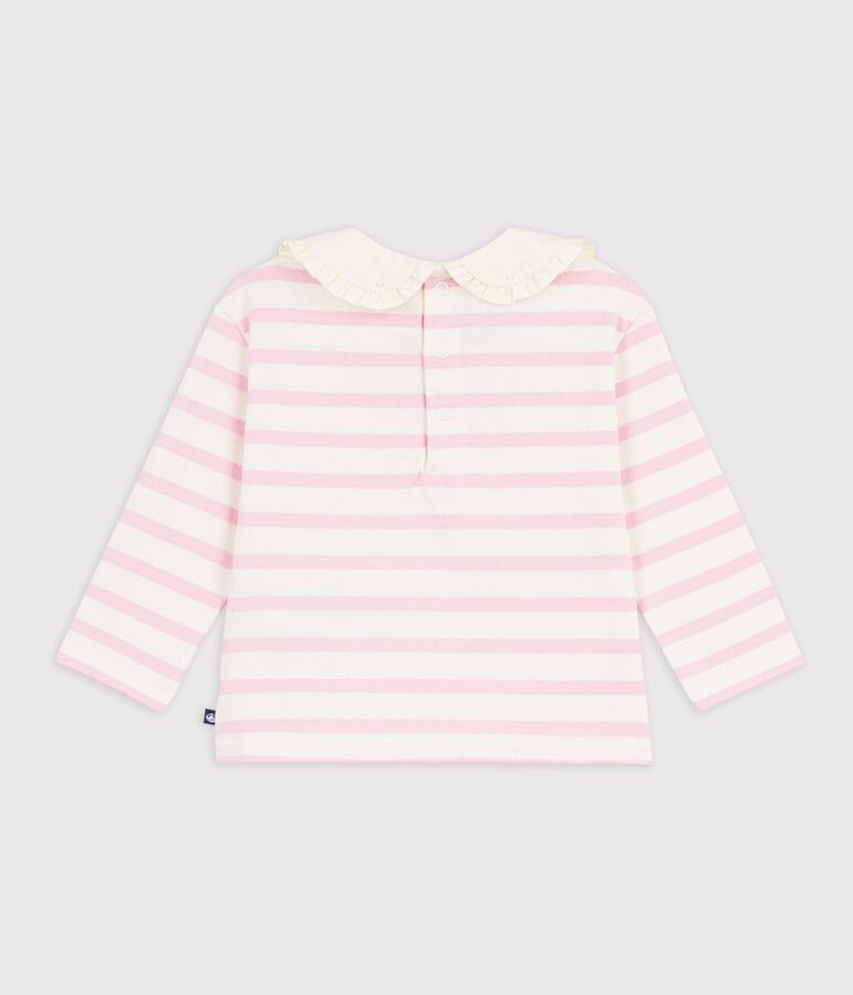 Babies' cotton  Breton top MILK pink/MARQUISE