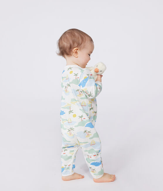 Babies' printed cotton footless pyjama suit MARSHMALLOW white/MULTICO white