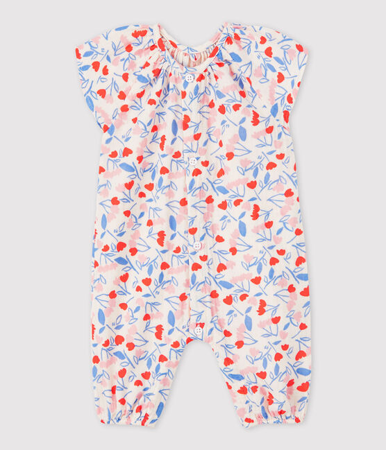 Baby Girls' Floral Organic Cotton Easy-Care Jumpsuit FLEUR pink/MULTICO white