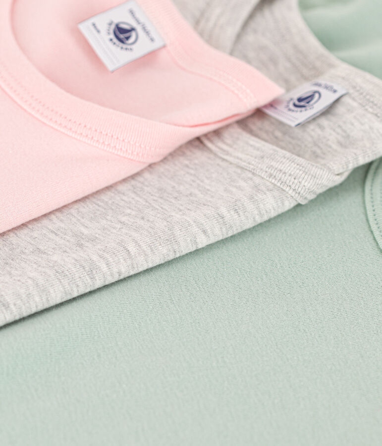 Set of 3 girls' long-sleeved cotton T-shirts multicolor