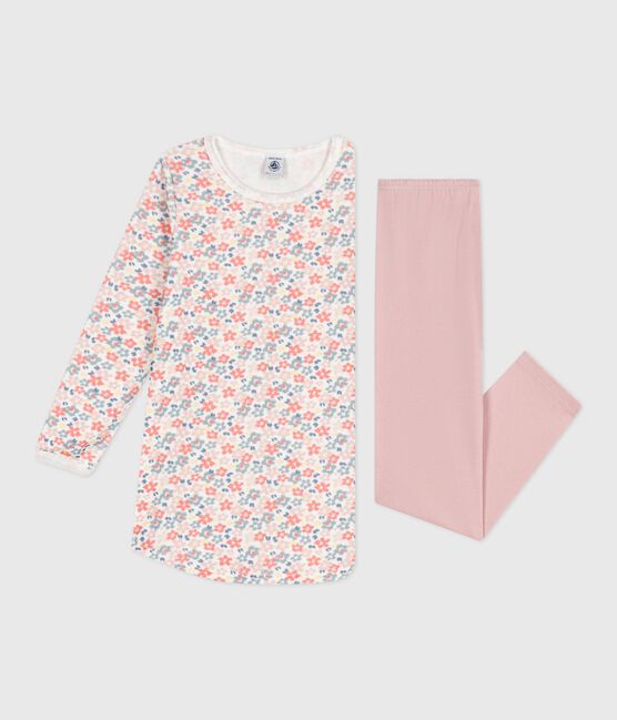 Children's floral print fleece nightdress and leggings JOLI pink/MULTICO white