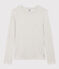 Women's plain rib knit long-sleeved Iconic T-shirt BELUGA CHINE grey