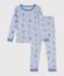 Children's snug-fitting printed cotton pyjamas blue/white/multicolor
