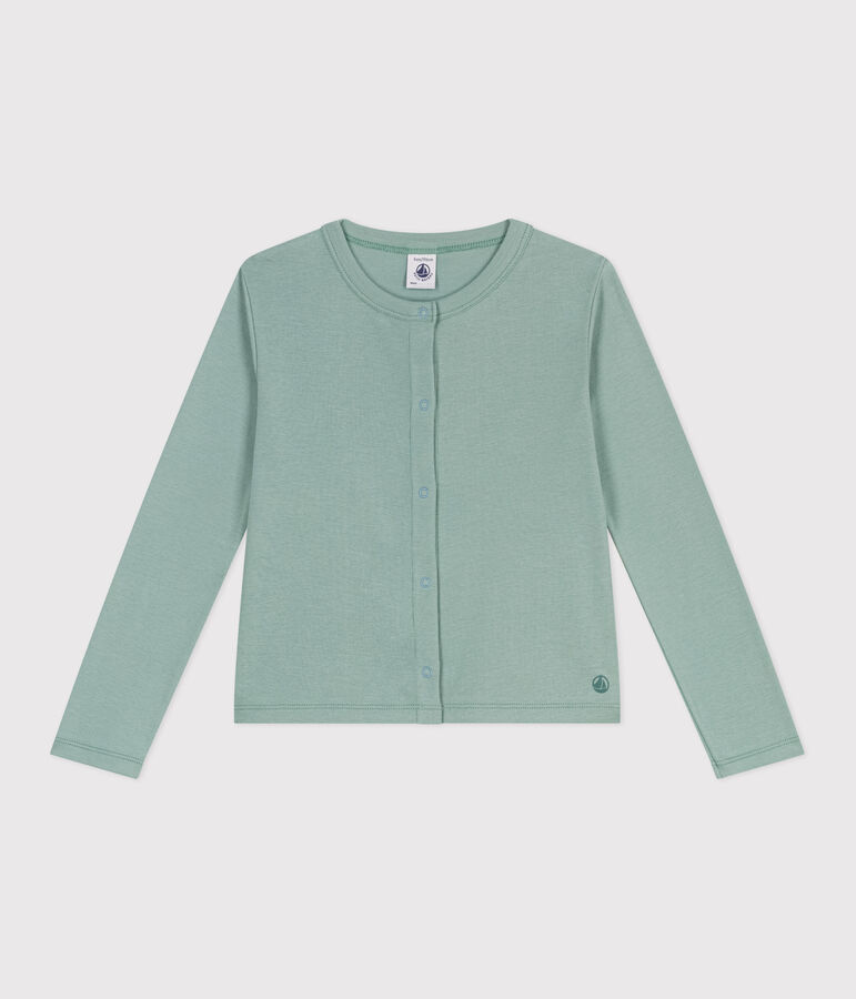 Children's plain cotton cardigan green