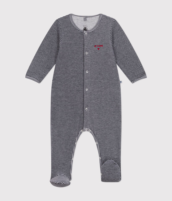 Babies' velour pyjama suit SMOKING blue/MARSHMALLOW white