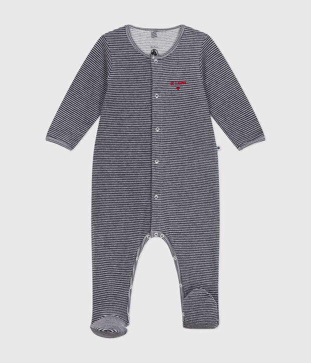 Babies' velour pyjama suit blue/white
