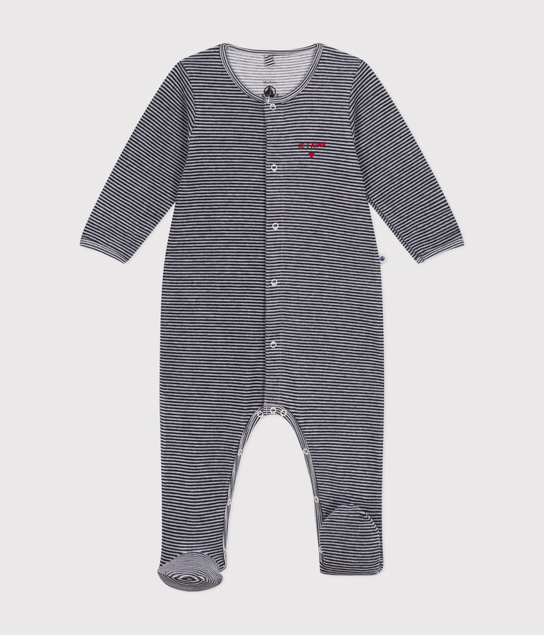 Babies' velour pyjama suit blue/white