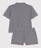 Women's striped buttoned cotton short pajamas blue/white