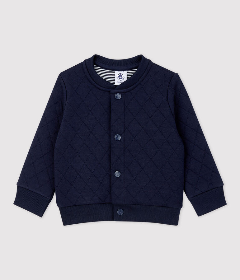 Babies' Quilted Tube Knit Cardigan blue