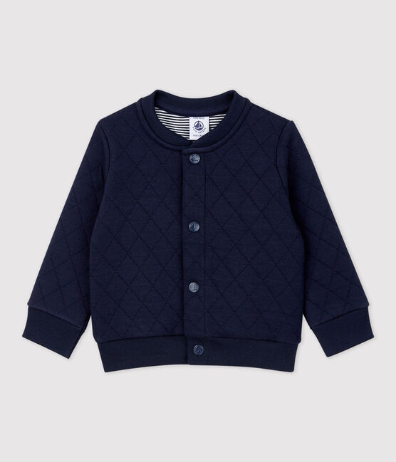 Babies' Quilted Tube Knit Cardigan SMOKING blue