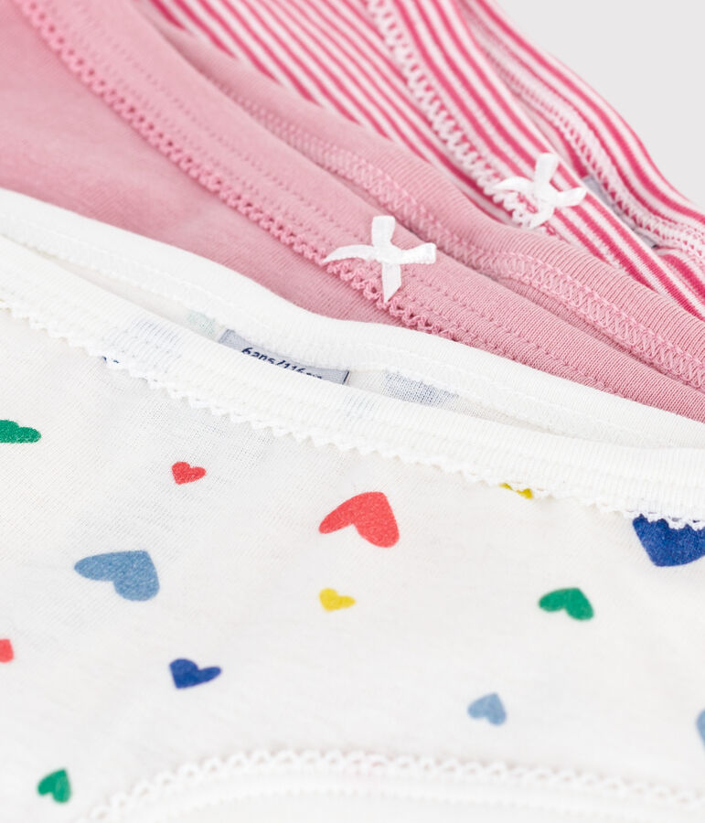 Pack of children's high-waisted heart-print cotton pants multicolor