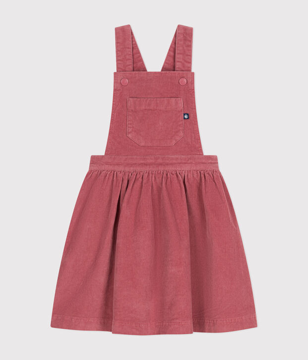 Girls' corduroy dungaree dress pink