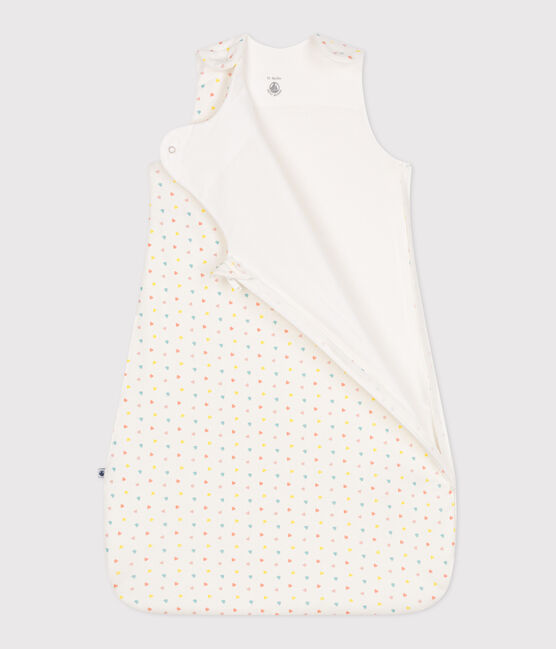 Babies' 1 TOG printed cotton sleeping bag MARSHMALLOW white/MULTICO white