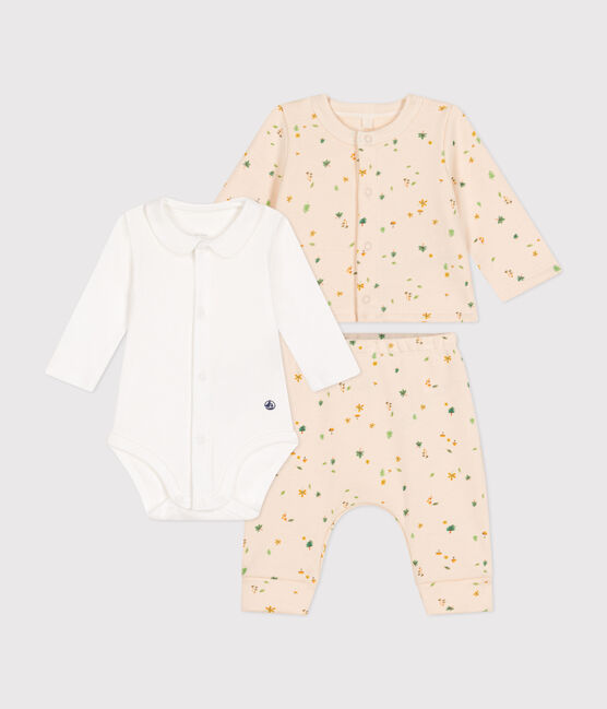Babies' three-piece outfit made in fleece AVALANCHE white/MULTICO