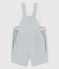 Babies' Seersucker Dungaree Shorts BRUT blue/MARSHMALLOW white