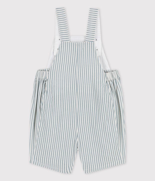 Babies' Seersucker Dungaree Shorts green/white