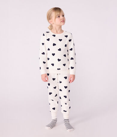 Children's cotton terry pyjamas printed with hearts