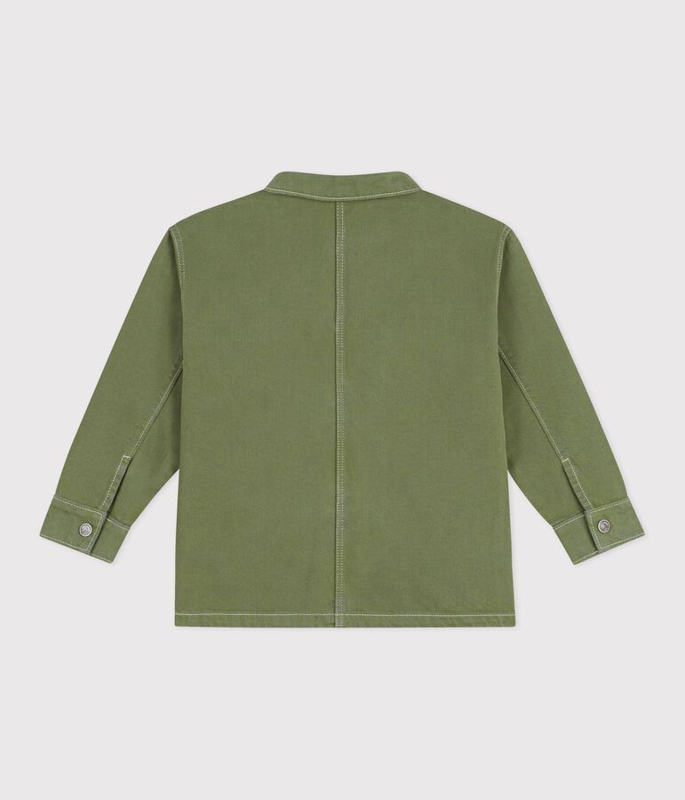 Children's jacket in plain cotton OLIVINE green