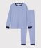 Children's stripy cotton pyjamas blue/white