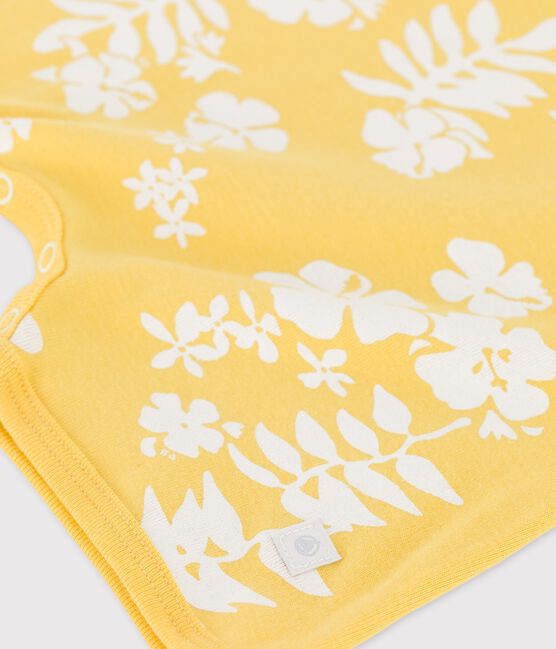 Babies' Hawaiian Themed Cotton Playsuit ORGE yellow/MARSHMALLOW white