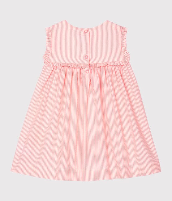 Baby Girls' Sleeveless Striped Dress MARSHMALLOW white/ROSAKO pink