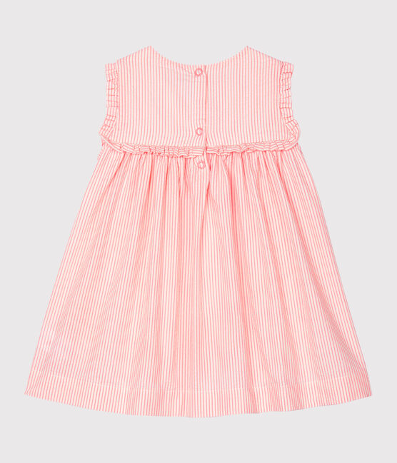 Baby Girls' Sleeveless Striped Dress MARSHMALLOW white/ROSAKO pink