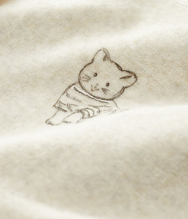Babies' Velour Cat Sleepsuit beige