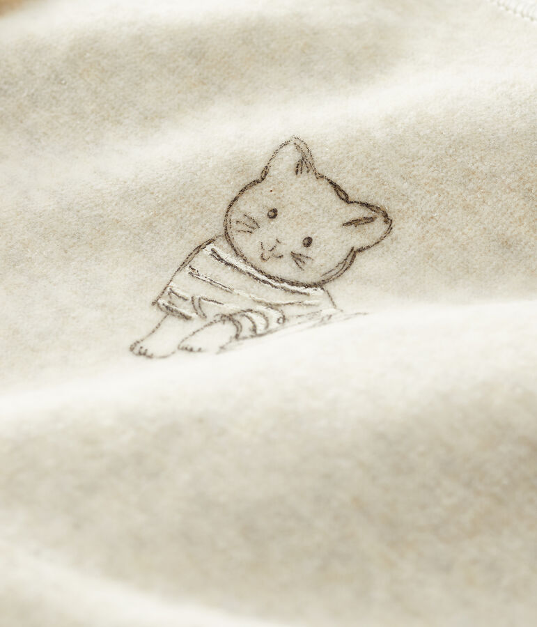 Babies' Velour Cat Sleepsuit beige