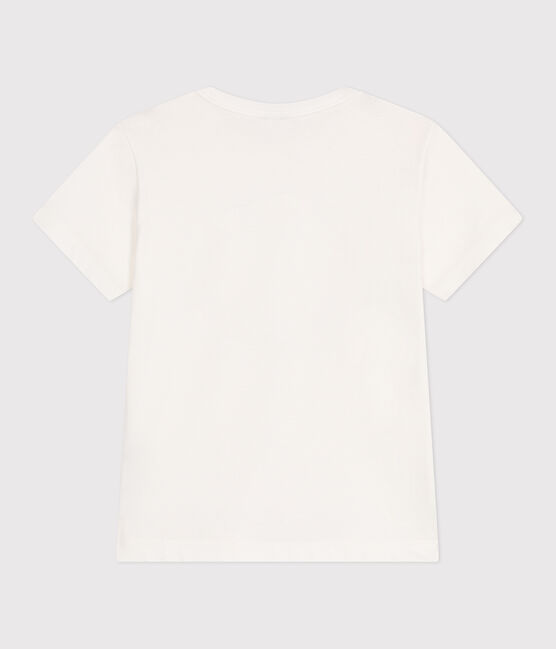 Children's short-sleeved printed cotton T-shirt MARSHMALLOW white