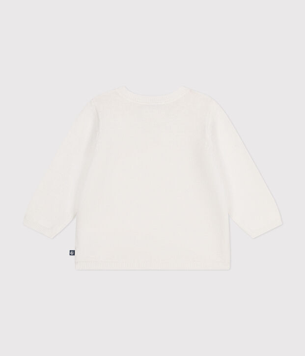 Babies' Openwork Knitted Cotton Cardigan white