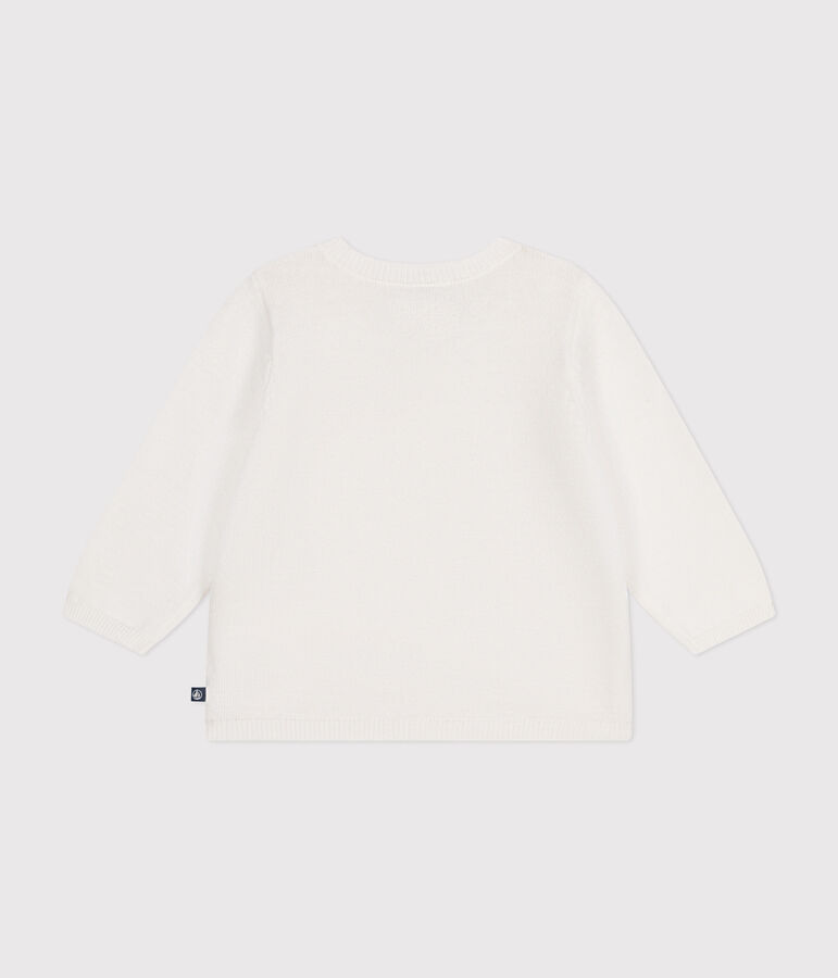 Babies' Openwork Knitted Cotton Cardigan white