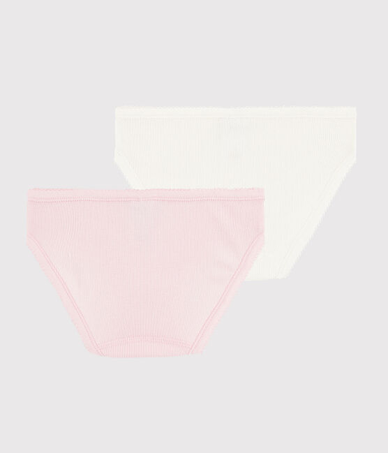 Girls' Ribbed White and Pink Cotton Knickers - 2-Pack variante 1