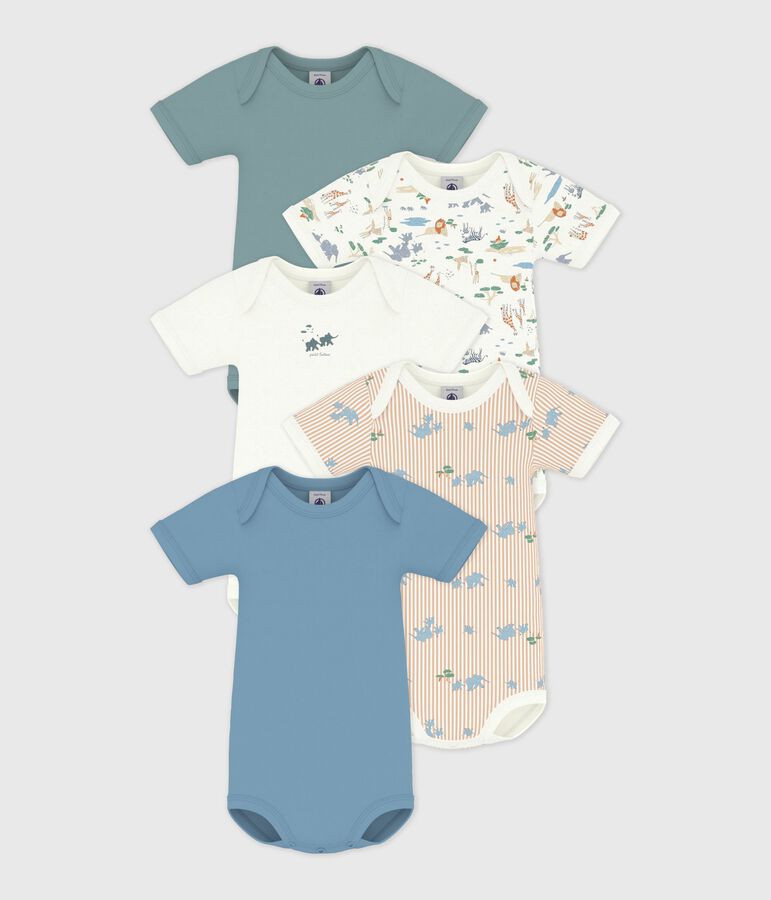 Pack of babies' short sleeved printed cotton bodies multicolor