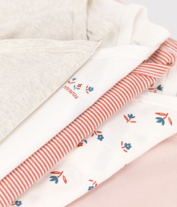 Babies' Long-Sleeved Cotton Bodysuits - 5-Pack multicolor