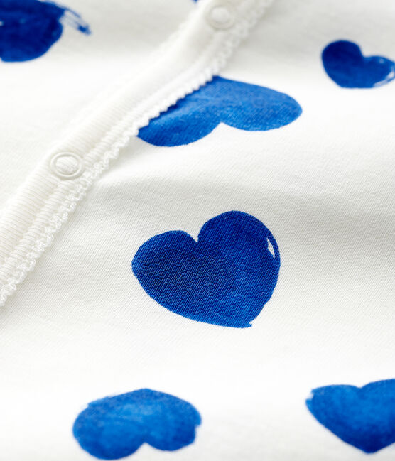 Baby Girls' Footless Blue Heart Ribbed Sleepsuit MARSHMALLOW white/MULTICO white