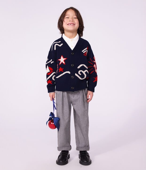 Children's wool and cotton cardigan with little motifs red/multicolor