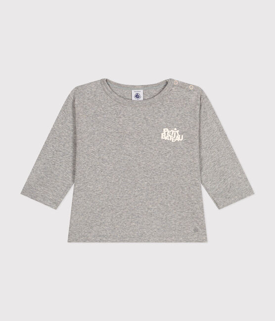 Babies' long-sleeved cotton T-Shirt CHATON CHINE grey