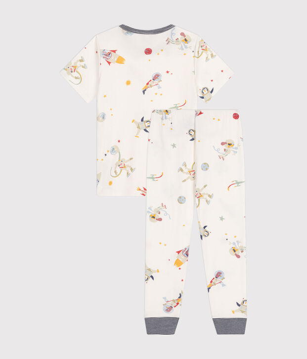 Children's space print cotton pyjamas white/multicolor