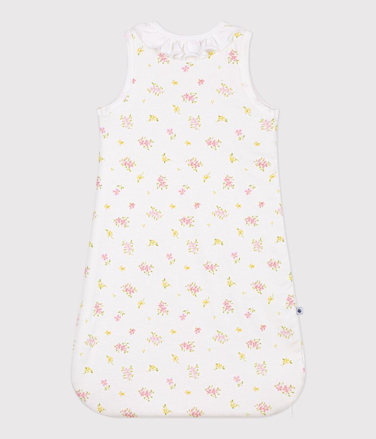 Babies' 1.5 TOG floral-print cotton sleeping bag MARSHMALLOW white/MULTICO white