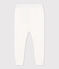 Babies' Ribbed Cotton Leggings MARSHMALLOW white